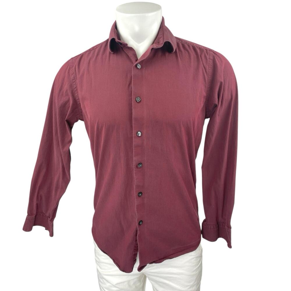 APT. 9 Men's Red Maroon Slim Fit Collared Long Sleeve Button Down Shirt Top Sz S